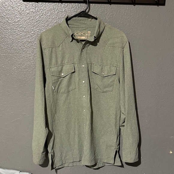 GameGuard Olive Button Down Casual Shirt - Picture 1 of 6